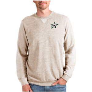 Men's Antigua Oatmeal Dallas Stars Reward Crewneck Pullover Sweatshirt