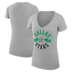 Women's G-III 4Her by Carl Banks Heather Gray Dallas Stars City Graphic V-Neck Fitted T-Shirt